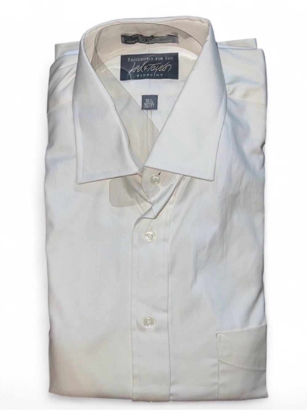 Vintage Lord & Taylor NWT 16.5 36/37 Mens Cotton White Dress Shirt USA Deadstock